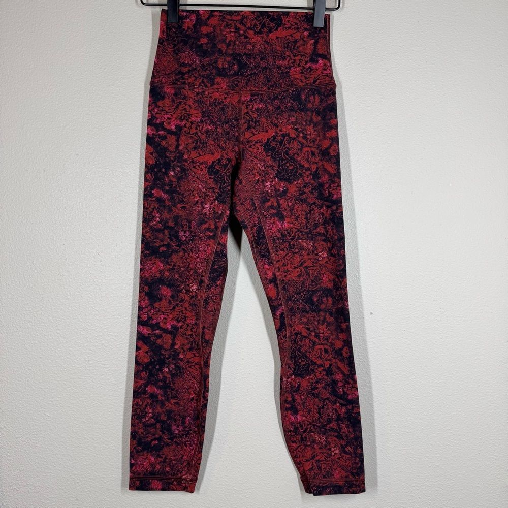 Lululemon Align Super High-Rise Crop Leggings Red Black Print Women’s Size 4